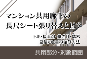 マンション共用廊下の長尺シート張替えとは？下地・接着剤・継ぎ目・端末・見積数量の確認方法