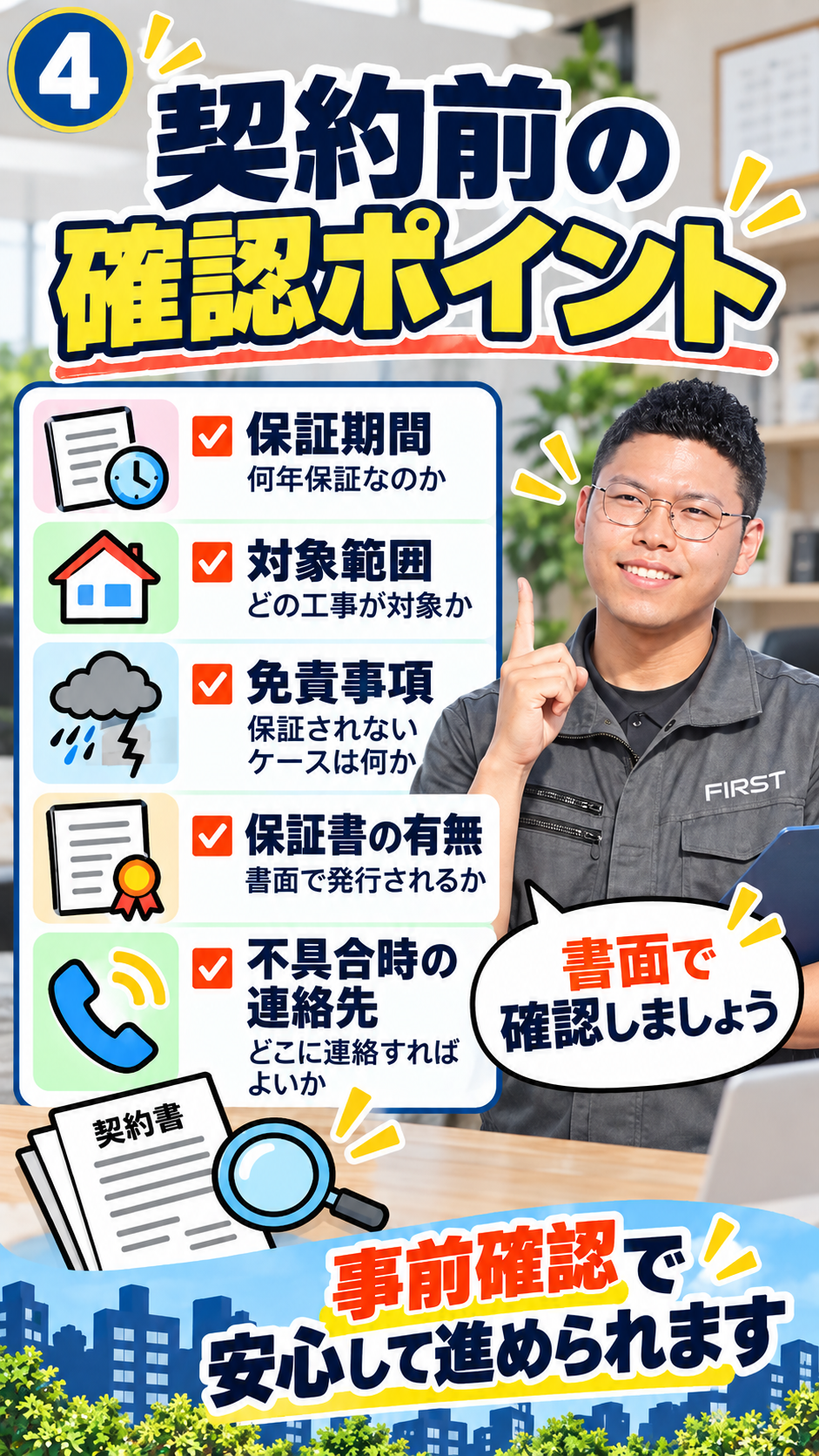 大規模修繕の契約前に確認する保証書と見積条件の解説画像