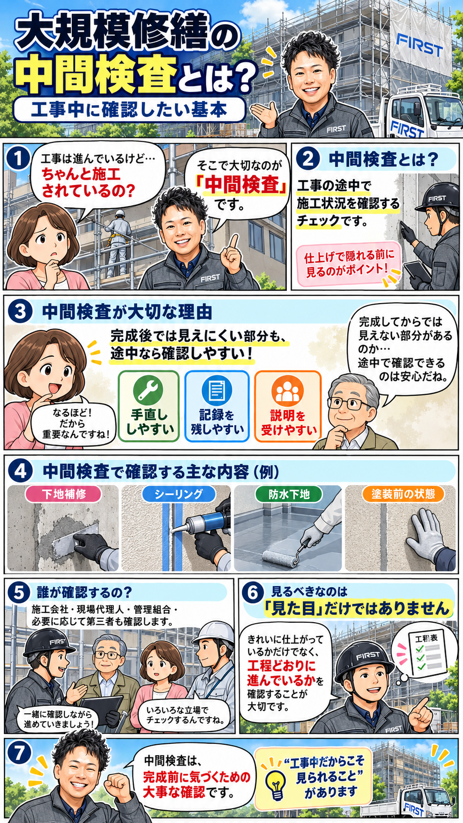 大規模修繕の中間検査の目的・実施時期・参加者を解説した漫画 前編