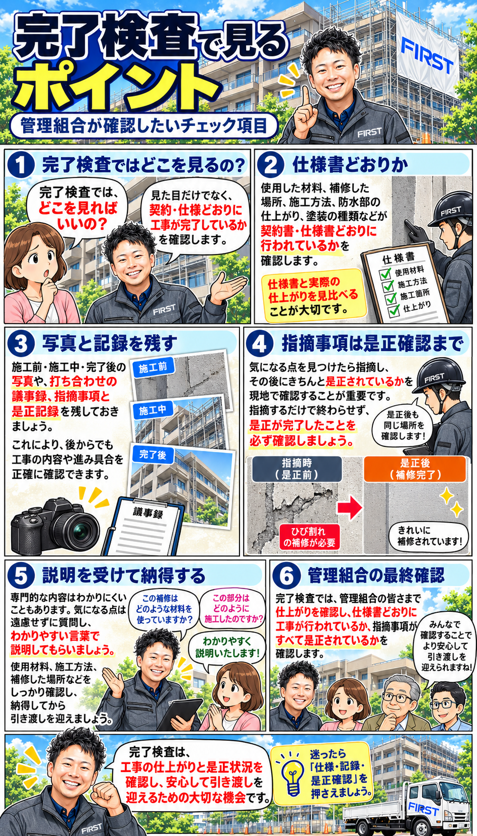 大規模修繕の検査体制と管理組合が確認したいポイントを解説した漫画 後編