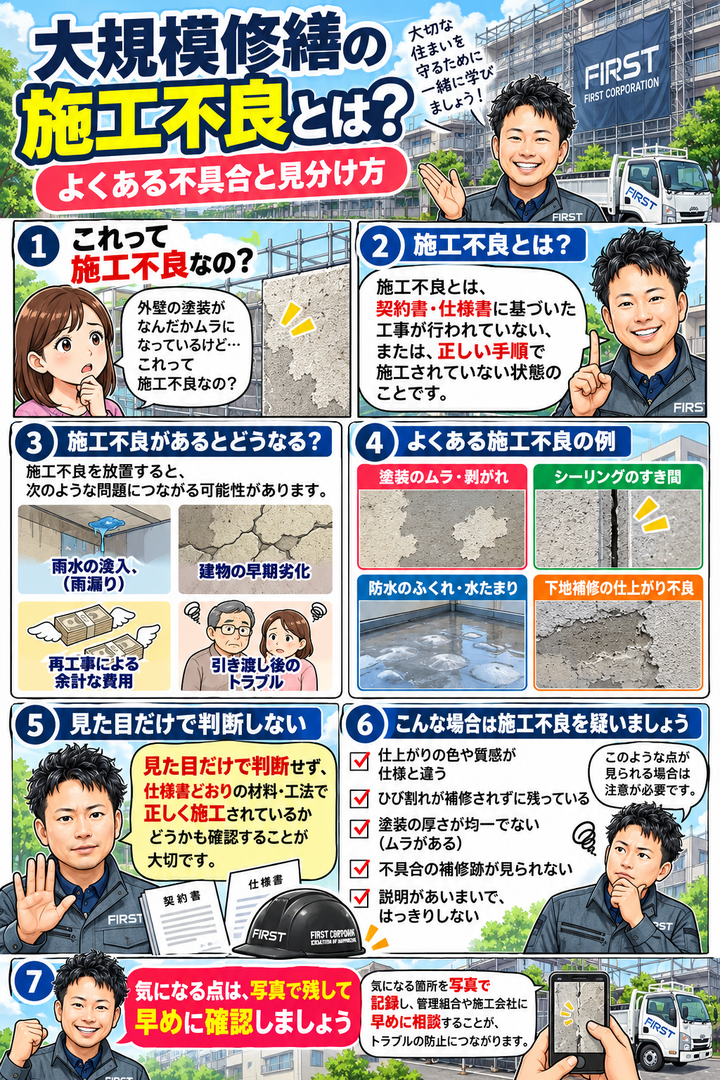 大規模修繕の施工不良を確認する方法 前編 大規模修繕で施工不良が疑われる箇所を見つけたときの確認方法を解説した漫画 前編