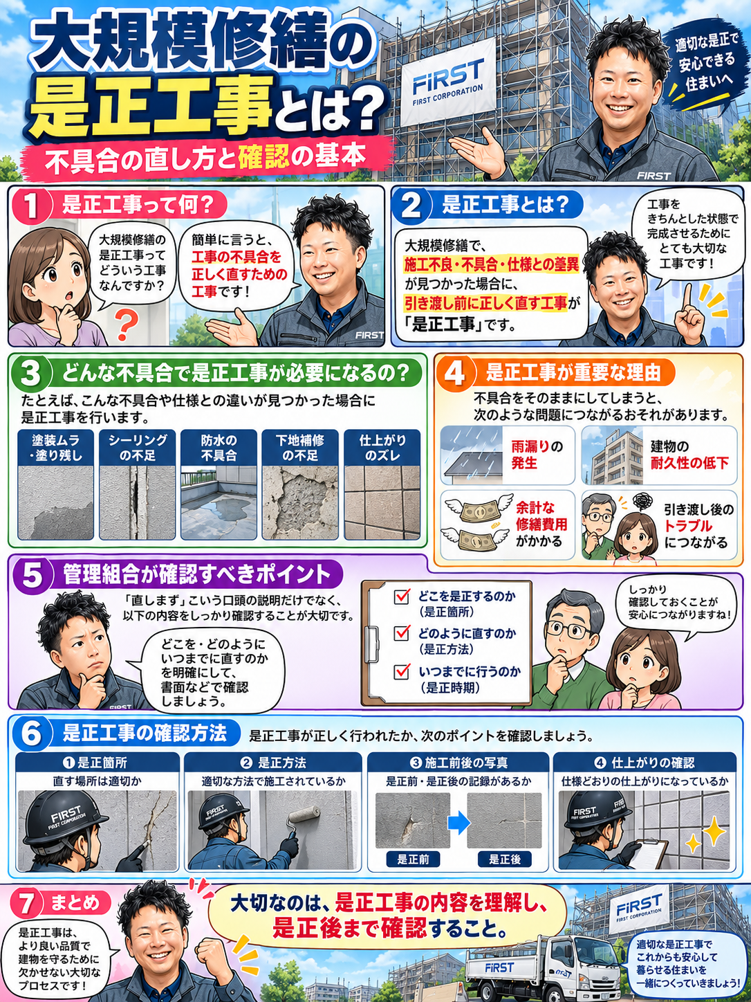大規模修繕の品質管理とは 前編 大規模修繕の品質管理で確認する図面・材料・施工・検査・記録を解説した漫画 前編