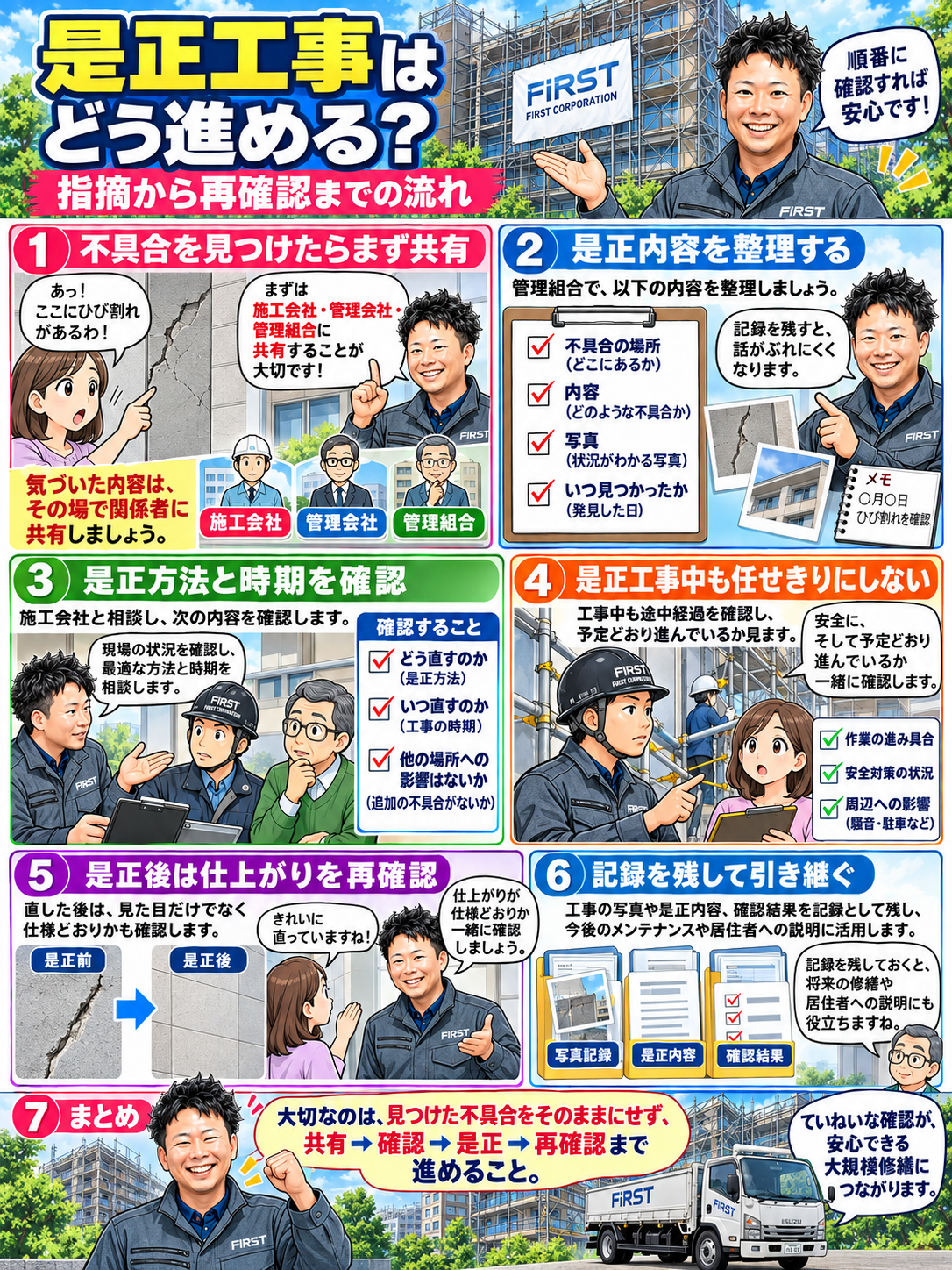 大規模修繕の品質管理チェックポイント 後編 大規模修繕の品質管理で管理組合が確認したい5つのポイントを解説した漫画 後編