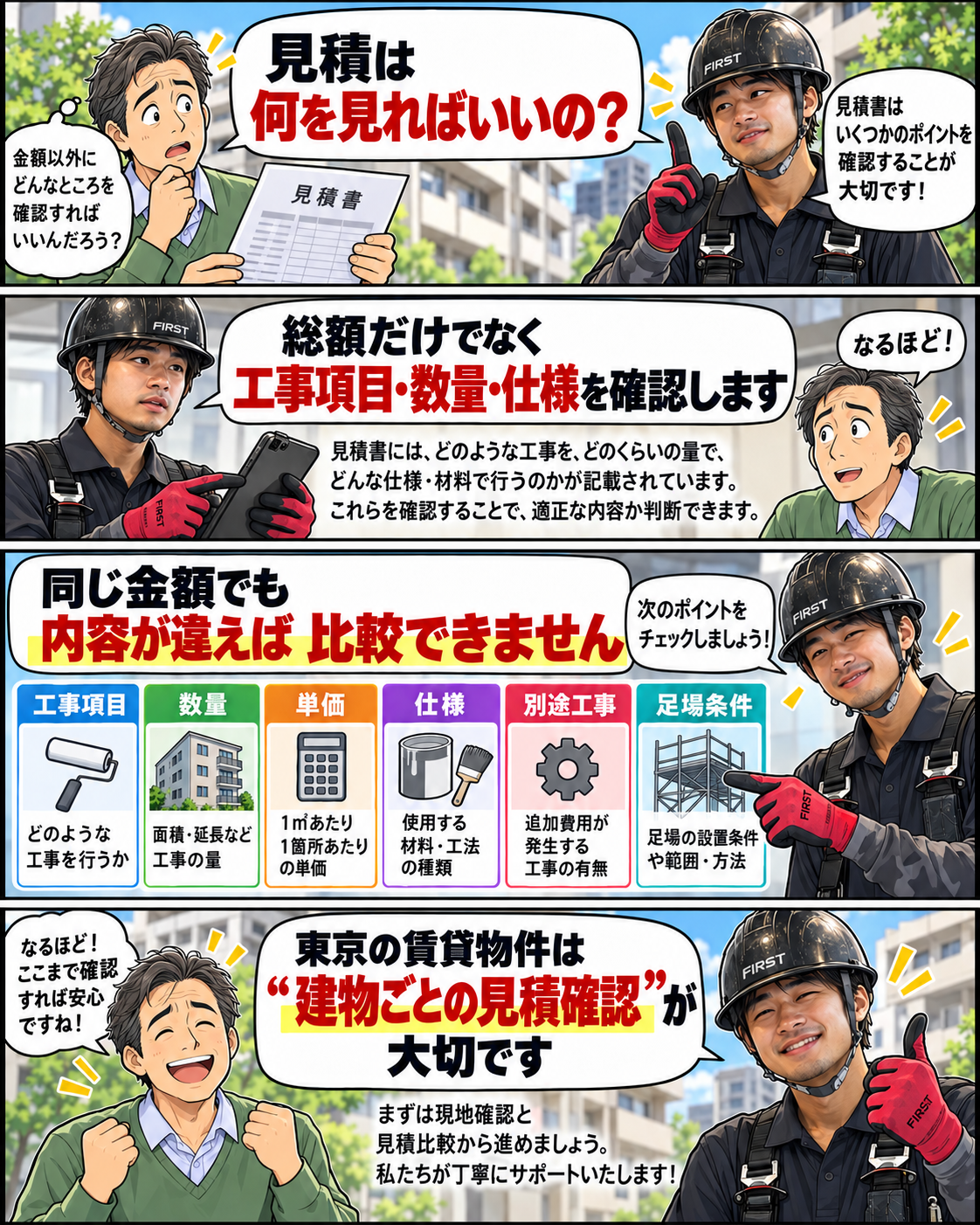 一棟オーナーが大規模修繕見積を比較するポイント 東京の賃貸マンション大規模修繕見積で確認したい項目
