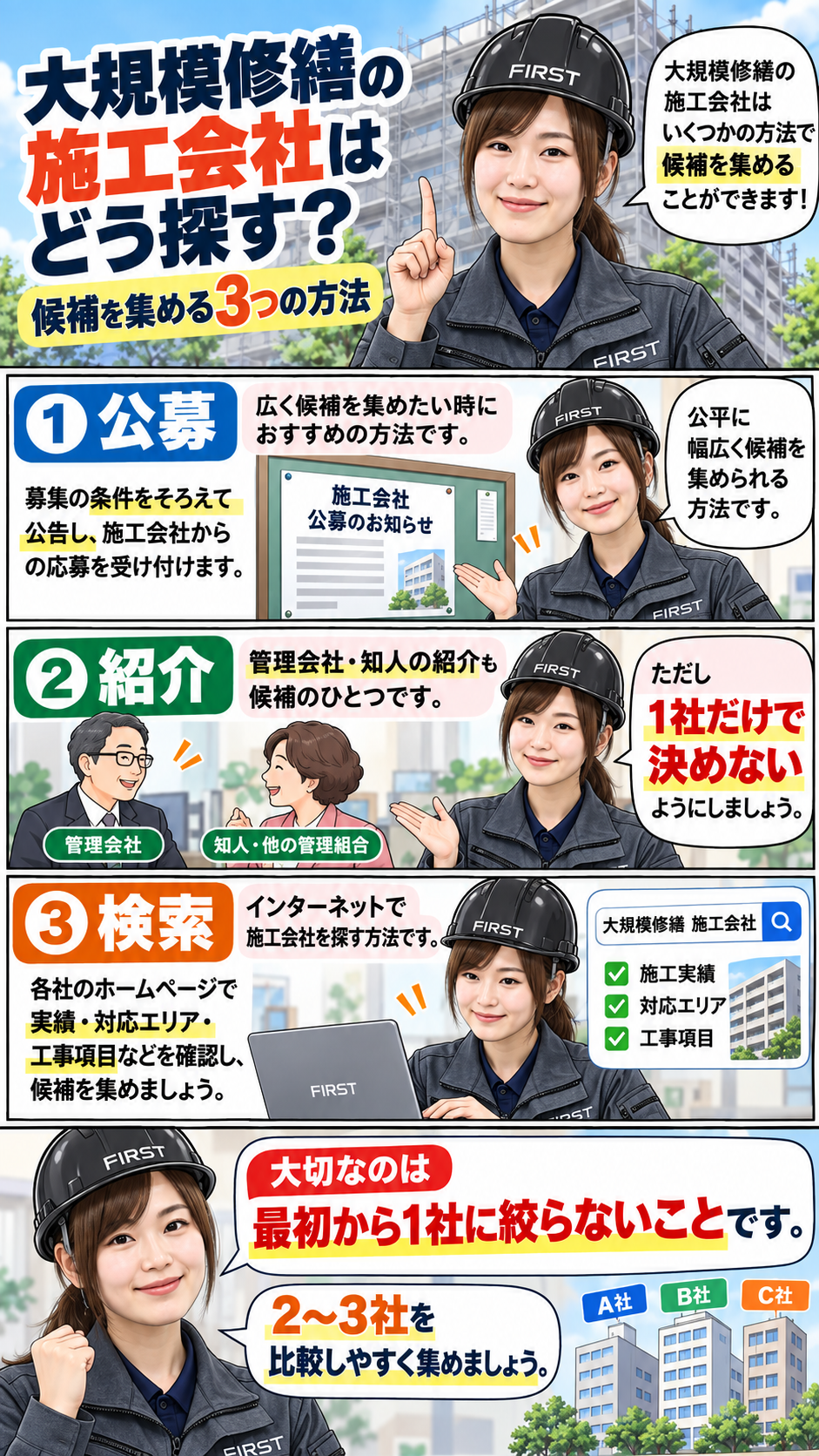 大規模修繕の施工会社はどう探す？公募・紹介・検索