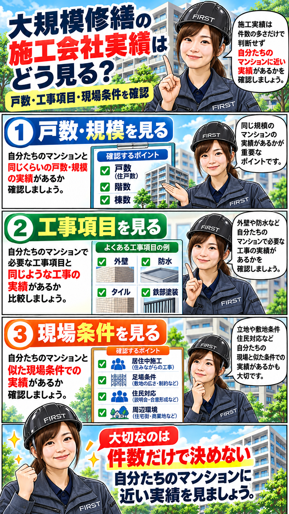 大規模修繕の施工会社実績で戸数・工事項目・現場条件を見るポイント