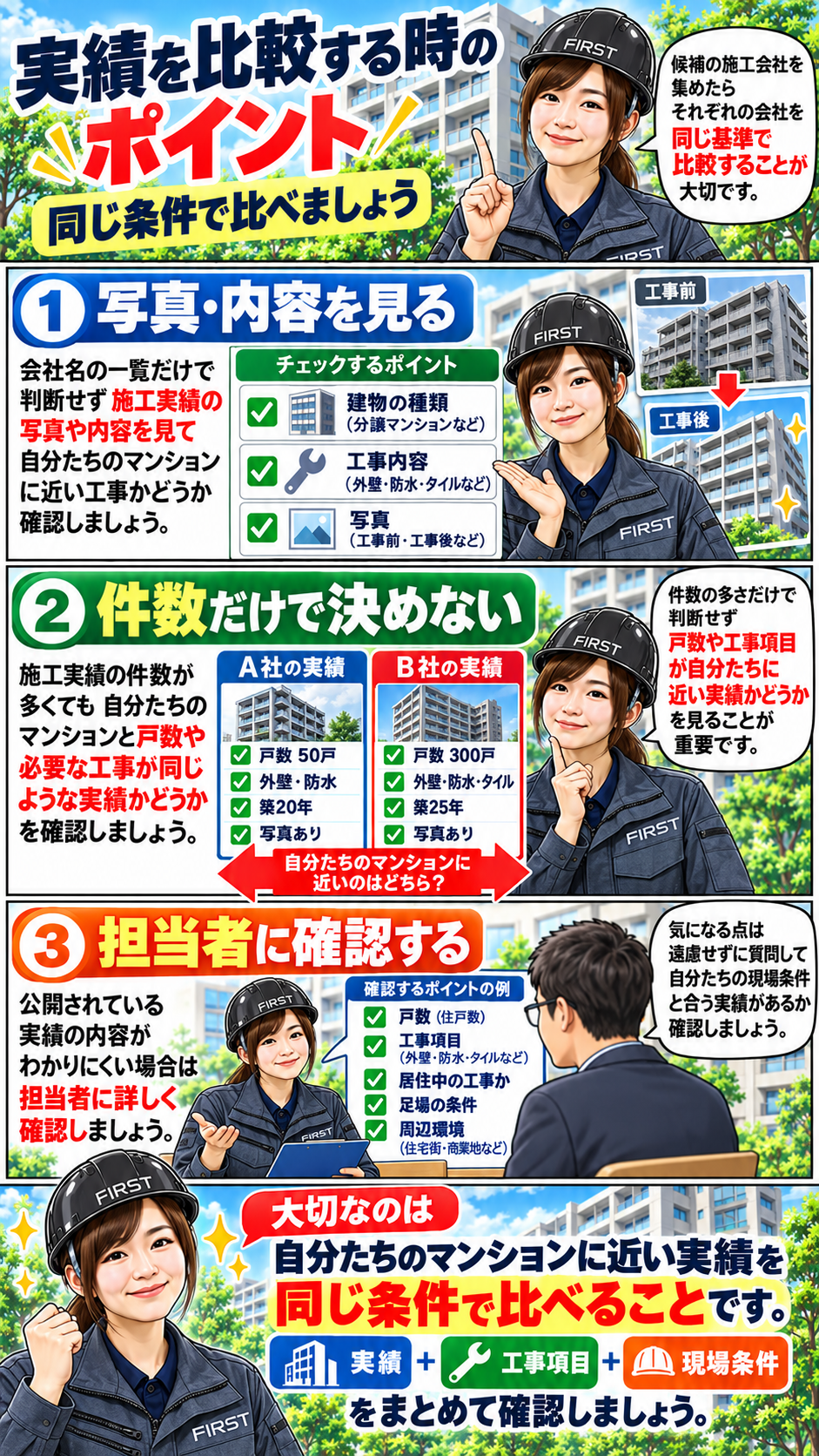 大規模修繕の施工事例は写真・内容・類似実績・担当者への確認まで見る