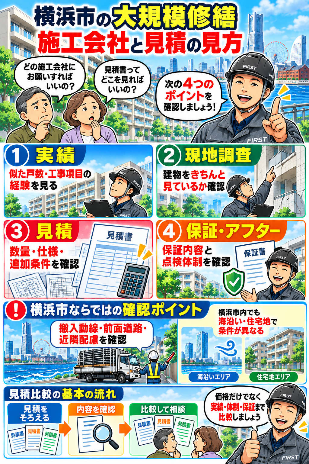横浜市のマンション大規模修繕で施工会社と見積内容を比較するポイント