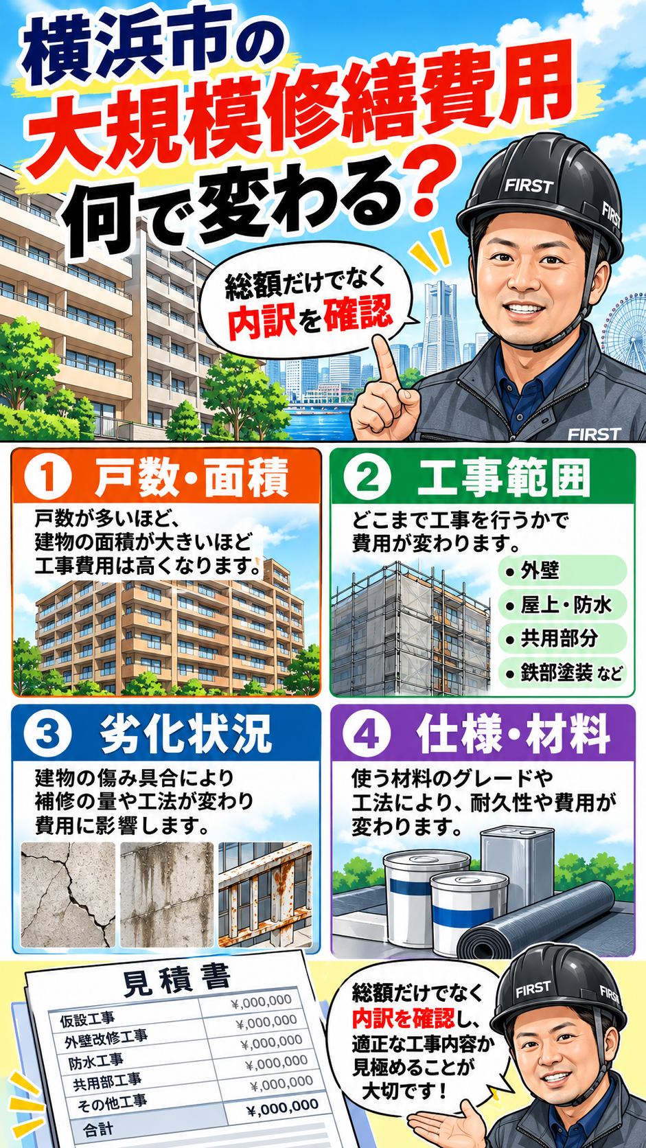 横浜市のマンション大規模修繕費用を左右する工事範囲・劣化状況の確認ポイント