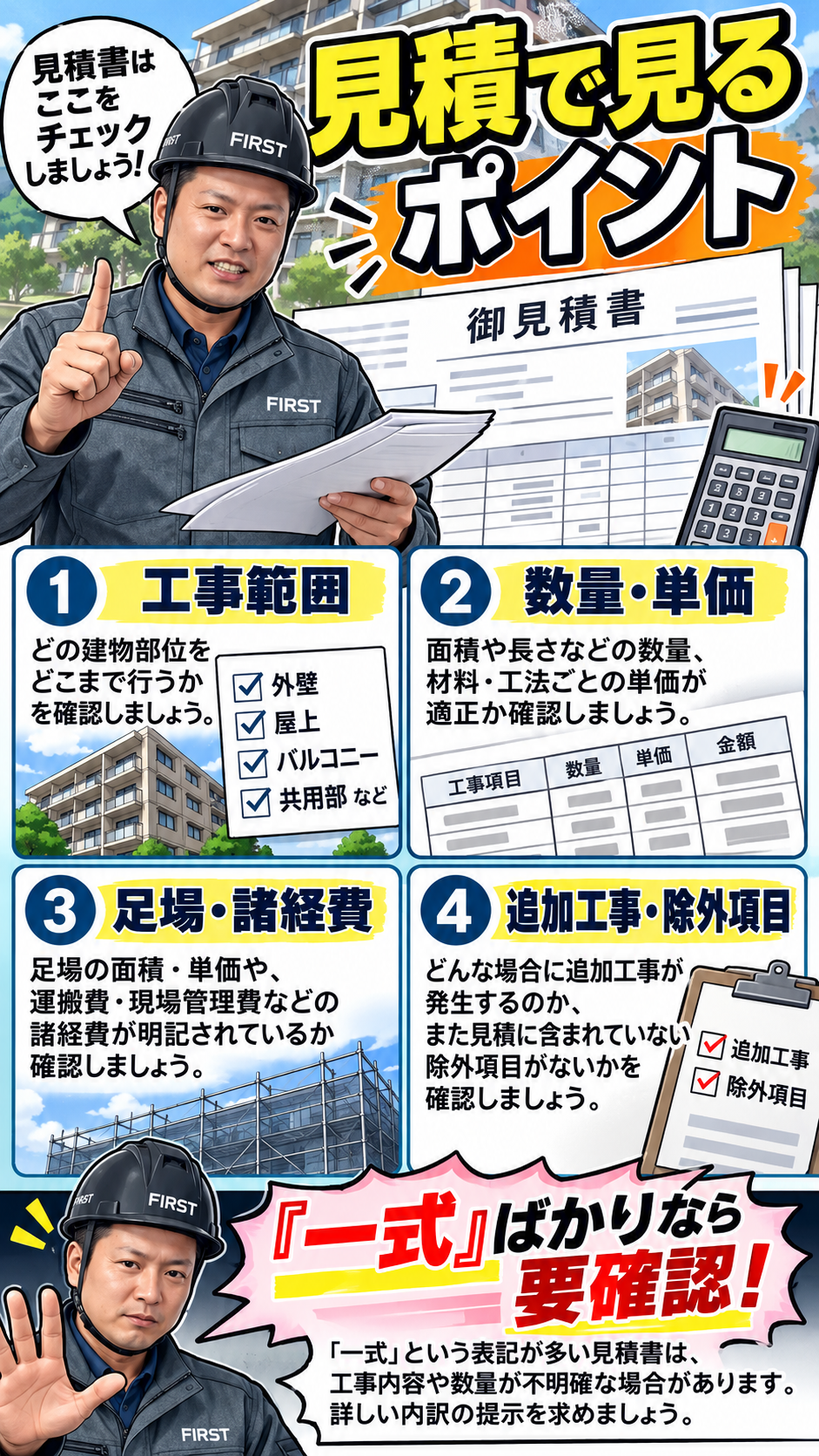 横浜市の大規模修繕見積で確認する数量・単価・追加工事