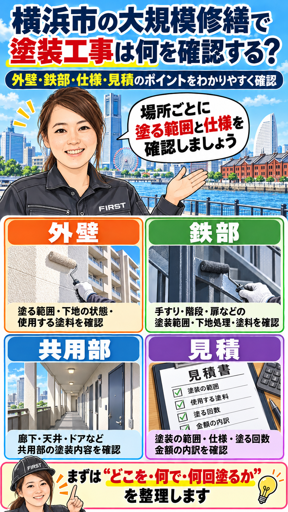 横浜市のマンション大規模修繕で外壁・鉄部塗装を確認するポイント