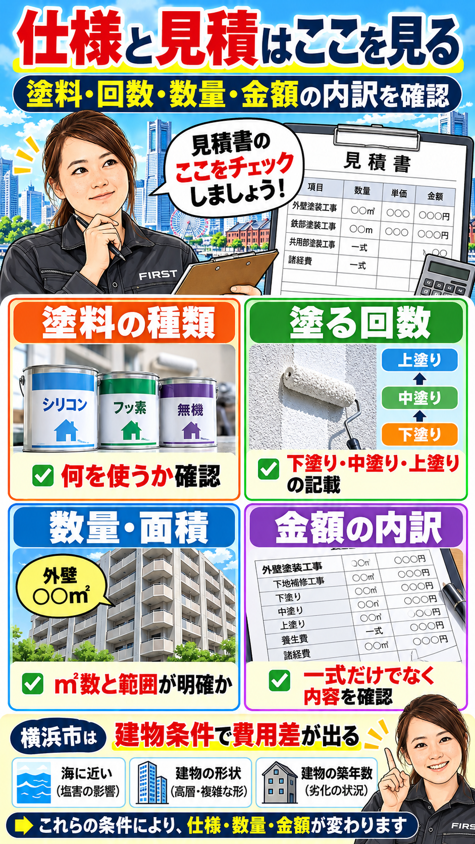 横浜市の大規模修繕で塗装仕様・数量・見積を比較するポイント