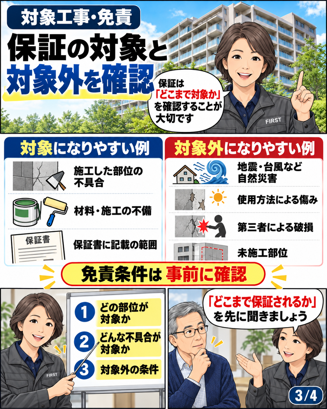中規模修繕の保証対象と免責条件の違いを確認する方法