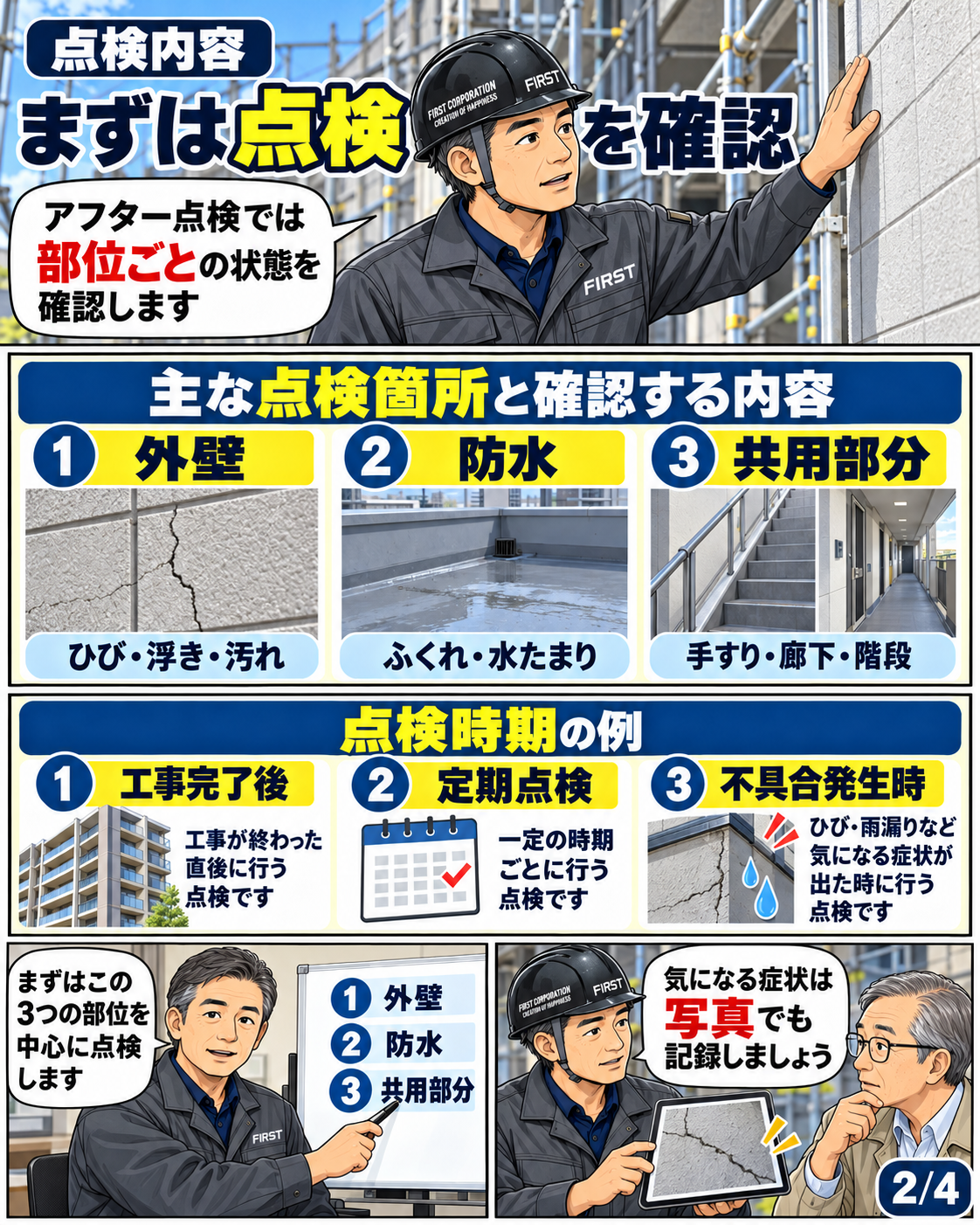 中規模修繕後に外壁・防水・共用部分の施工箇所を点検する方法