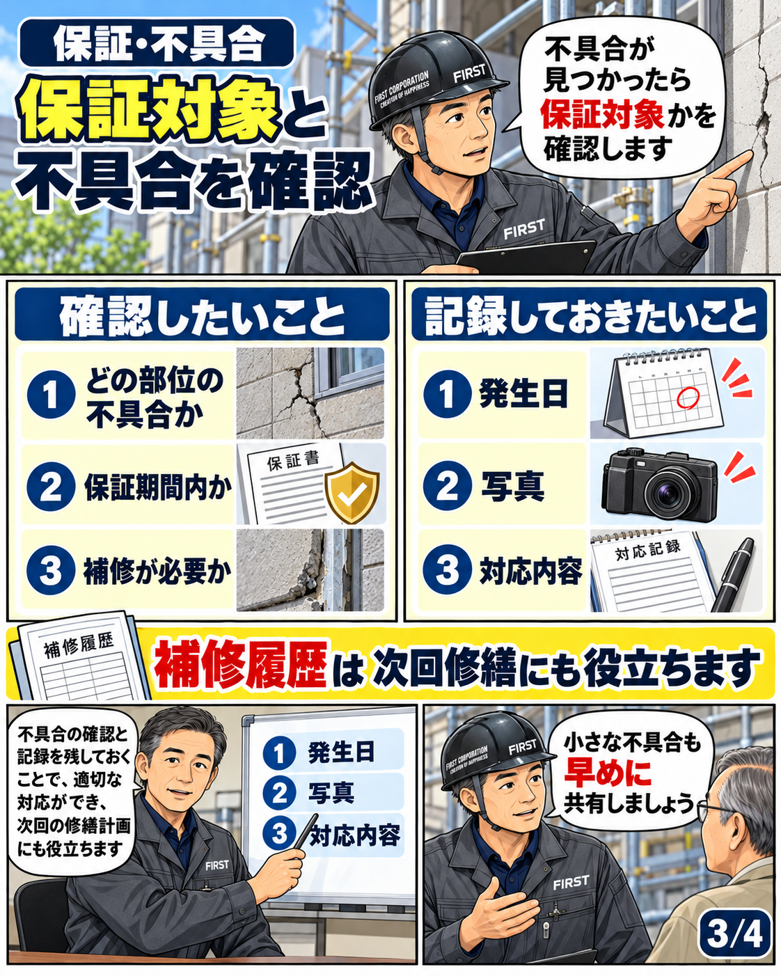 アフター点検で不具合が見つかった場合の保証確認と記録方法