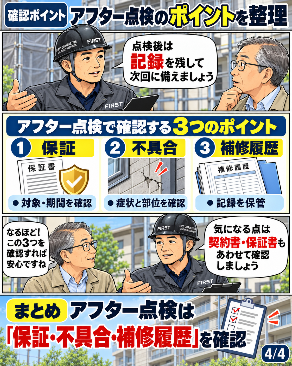 管理組合がアフター点検後に保証・不具合・補修履歴を整理するポイント