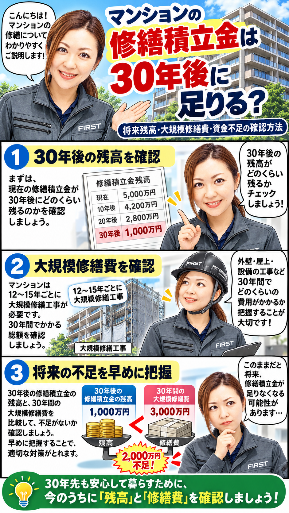 マンションの修繕積立金が30年後に足りるかを確認するための将来資金計画
