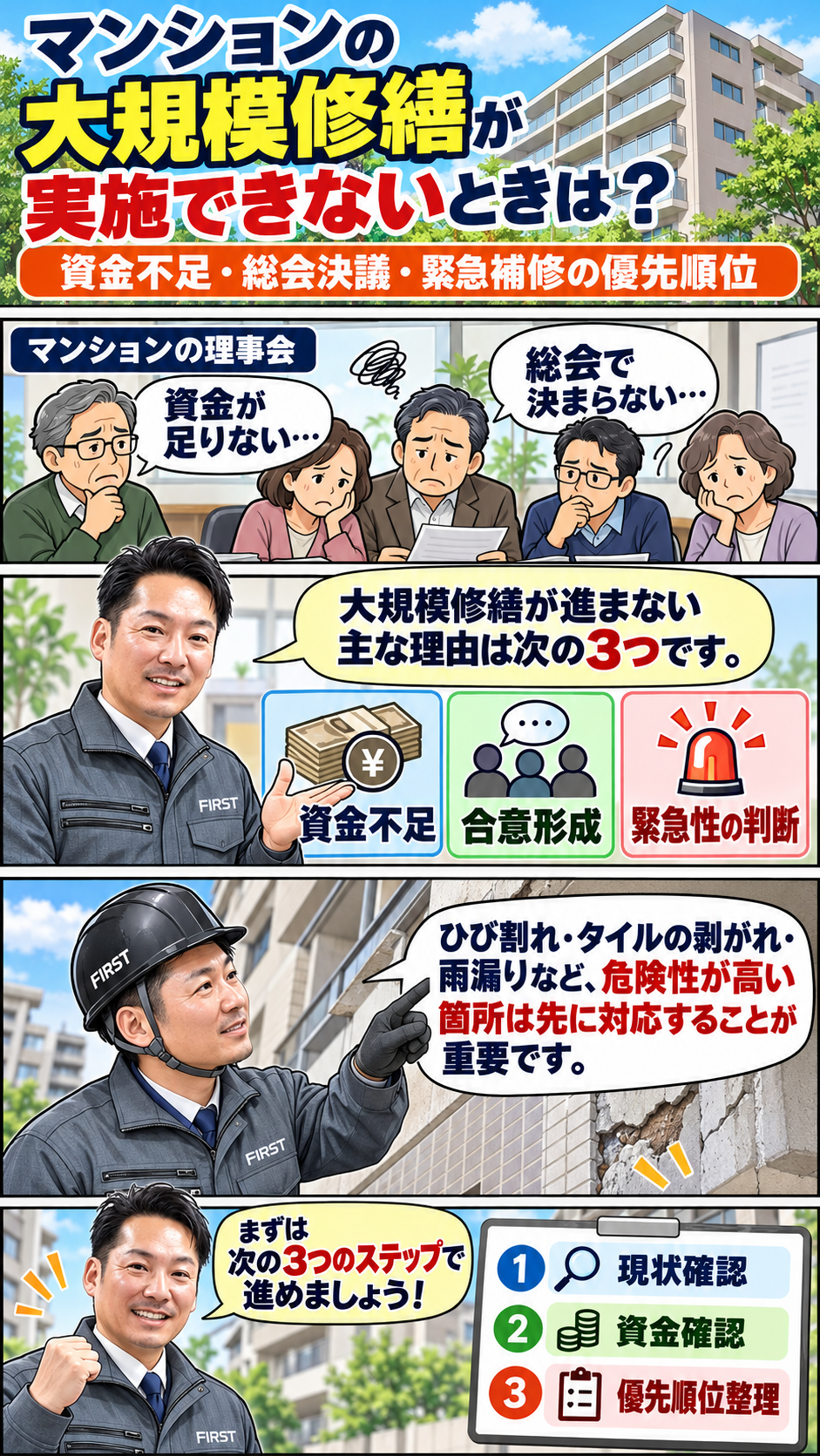 マンション大規模修繕が実施できない原因と管理組合が最初に確認する対応