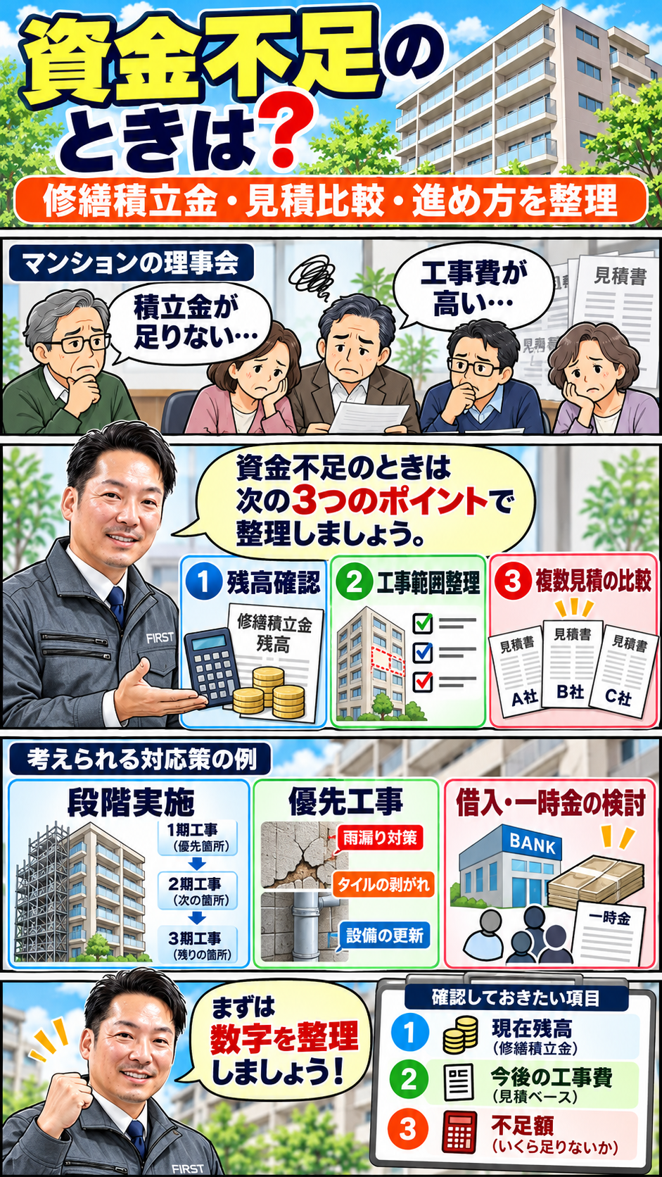 修繕積立金が不足して大規模修繕を実施できない場合の資金計画と対応