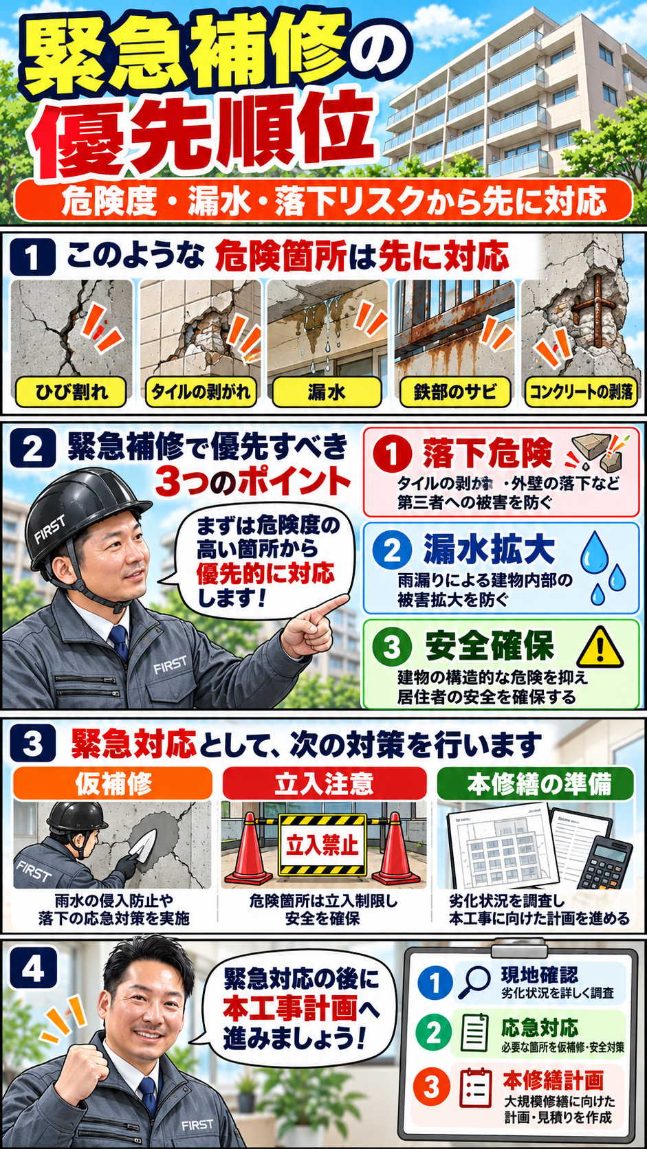 マンションの大規模修繕を延期する場合に確認する緊急補修の優先順位