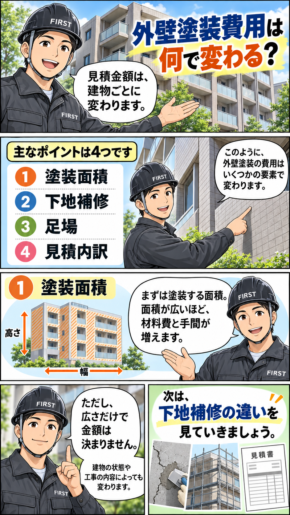 漫画で解説するマンション外壁塗装費用が変わる主な理由