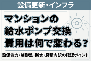 マンションの給水ポンプ交換費用は何で変わる？設備能力・制御盤・断水・見積内訳の確認ポイント